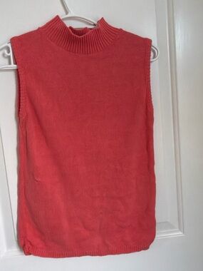 Vintage Pierre Cardin Sleeveless Mock Neck Tank - Coral